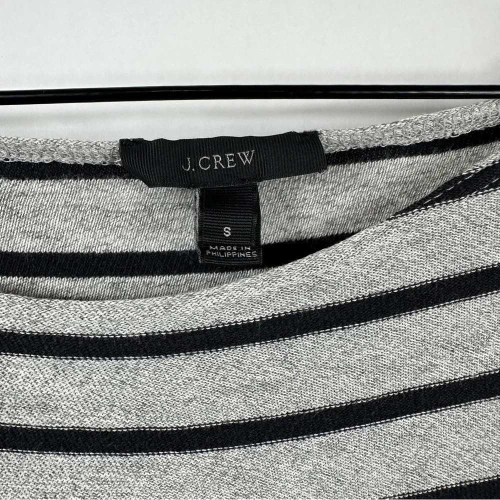 J. Crew Boatneck Black and Gray Striped Sweater | Size Small
